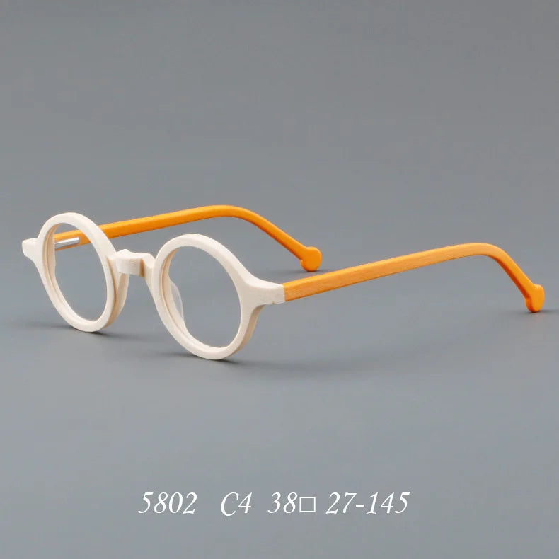 Vintage Wooden Round Acetate Eyeglasses