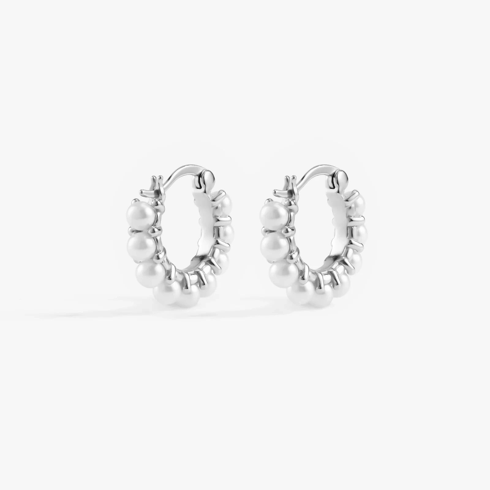 Elegant French Style Pearl Hoop Earrings
