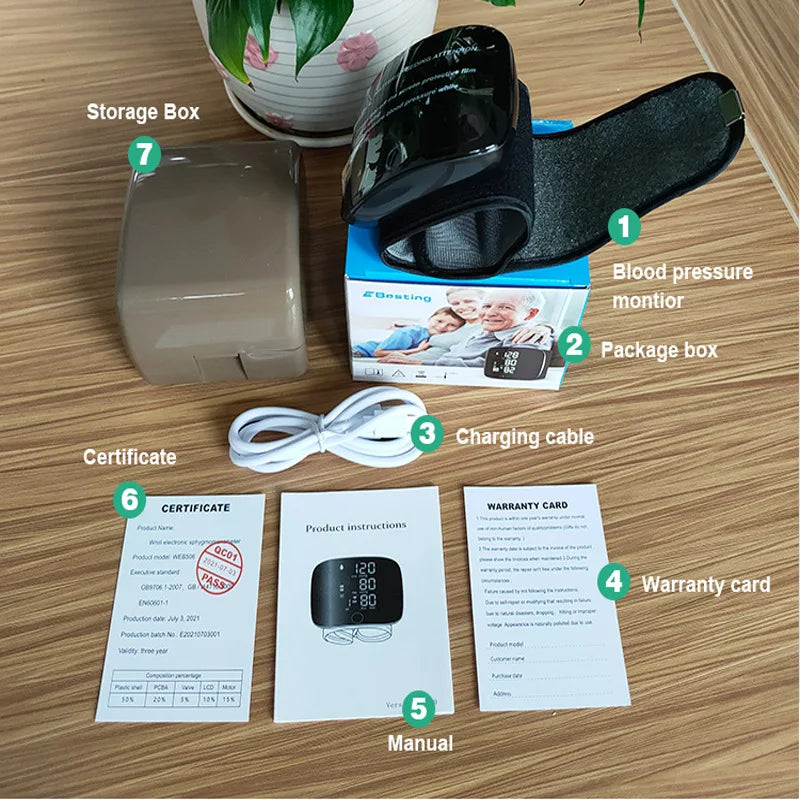 New Arrival Rechargeable Digital Wrist BP Machine with Large Screen