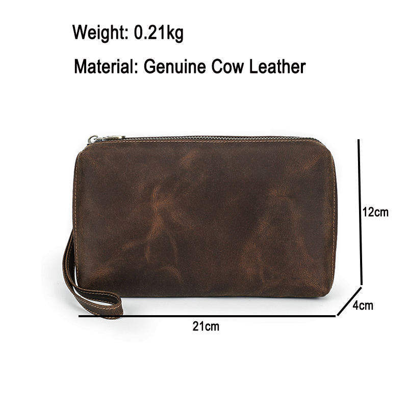 AndoBag Men’s Genuine Cow Leather Clutch Bag – RFID Blocking Long Wallet & Travel Wrist Purse