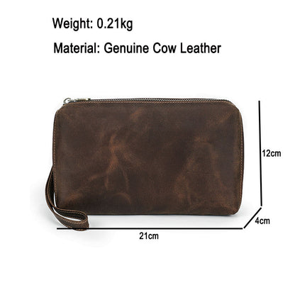 AndoBag Men’s Genuine Cow Leather Clutch Bag – RFID Blocking Long Wallet & Travel Wrist Purse