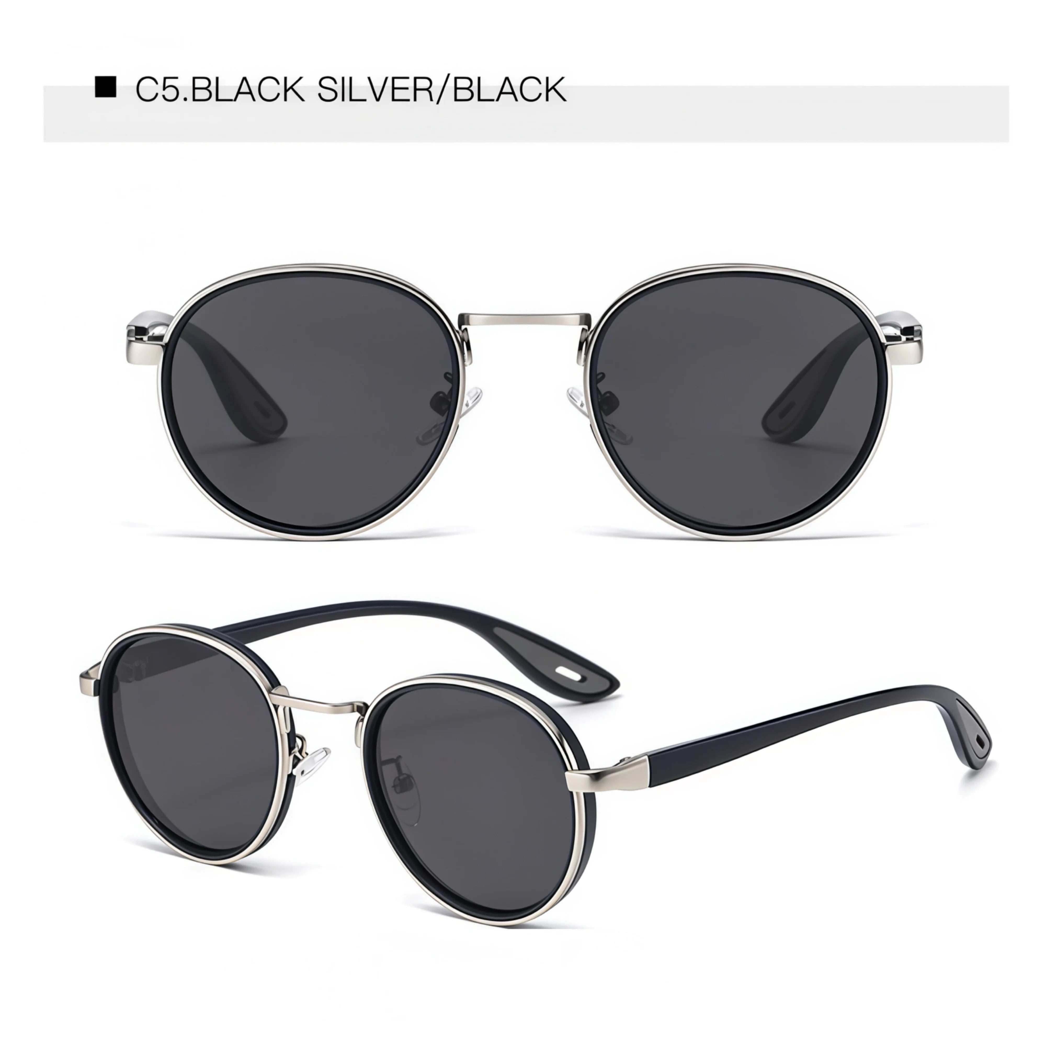 Retro Metal Bezel Round Frame Men's Sunglasses
