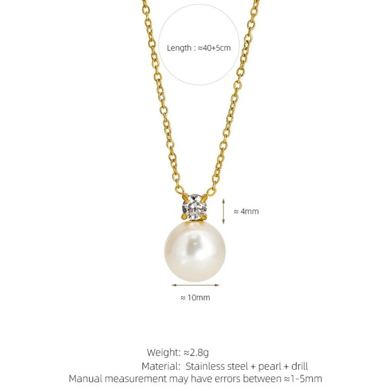 Lincy 18K Gold Plated Pearl Zirconia Necklace for Women