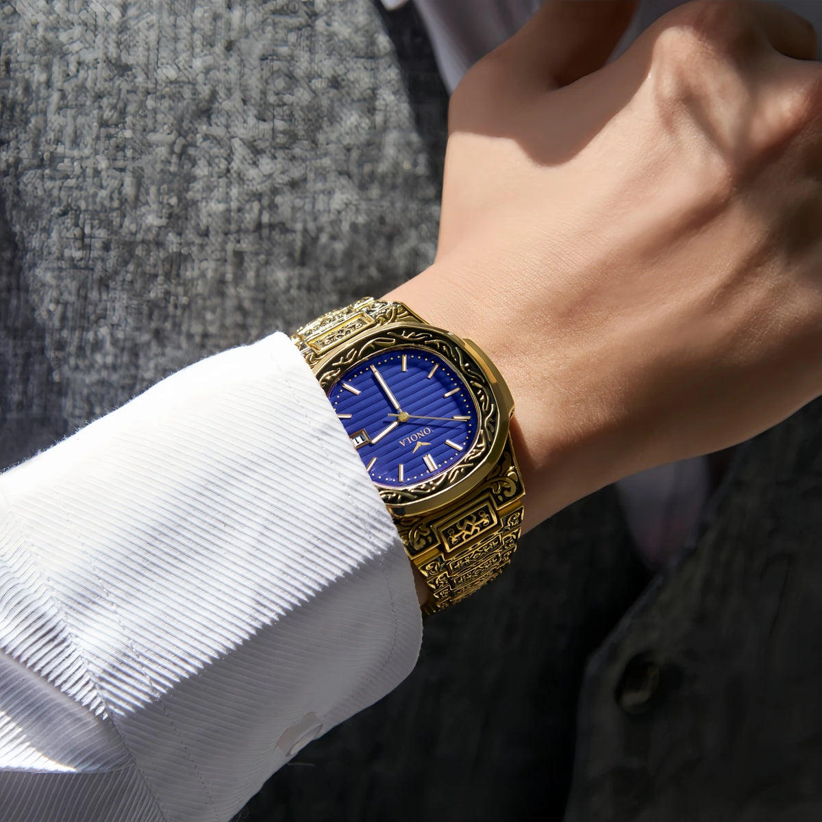 Luxury Gold Watches for Men ONOLA Business Retro Waterproof Muslim