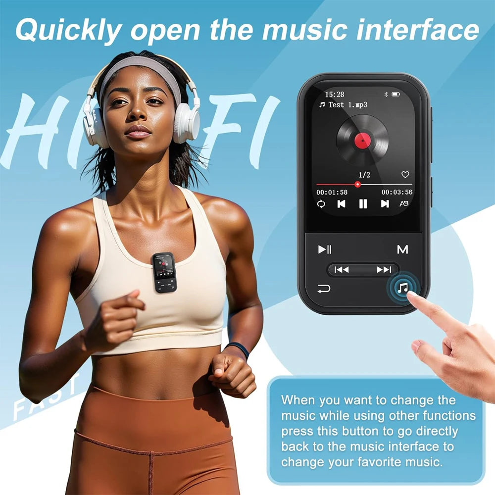 Portable Clip-On for Bluetooth MP3 Player FM Radio Voice Recorder for