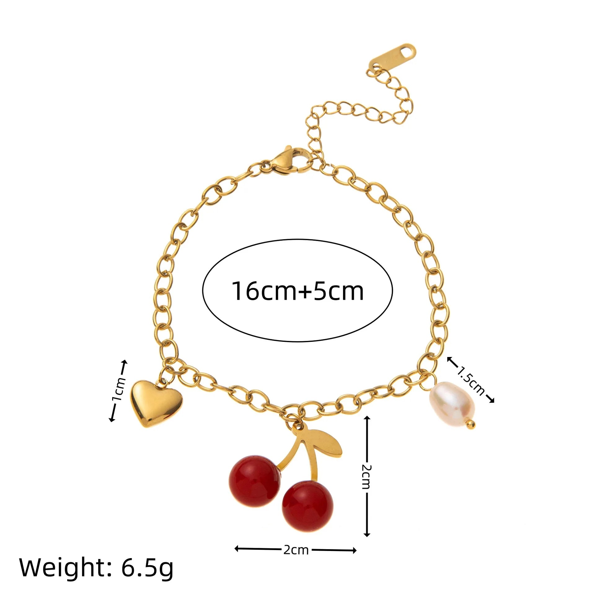 Women's Red Cherry Charm Jewelry Set