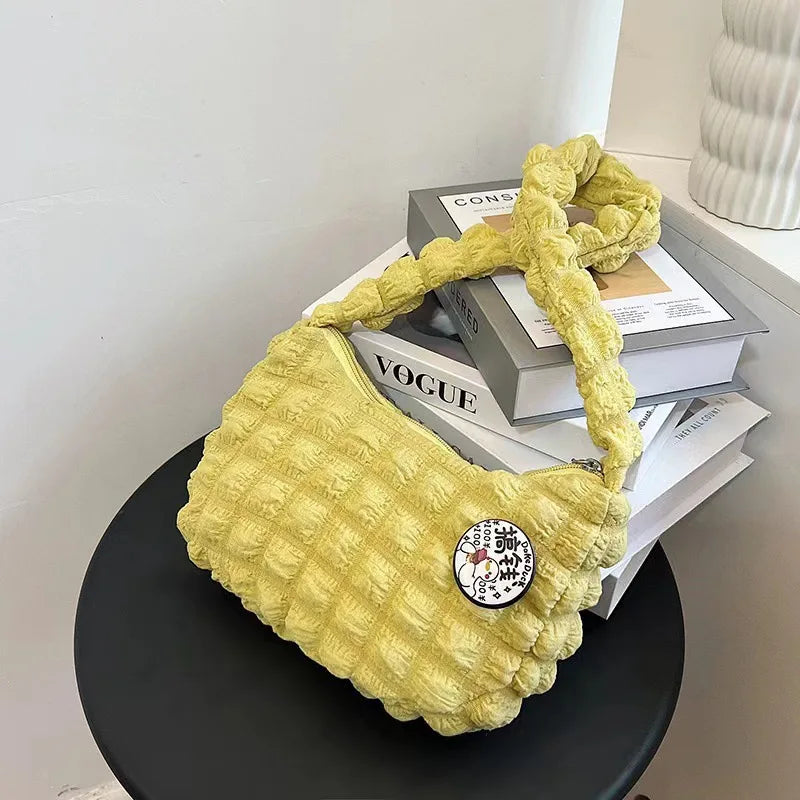 Trendy Women's Solid Color Cross-Border Handbag Trendy Cloud Bag