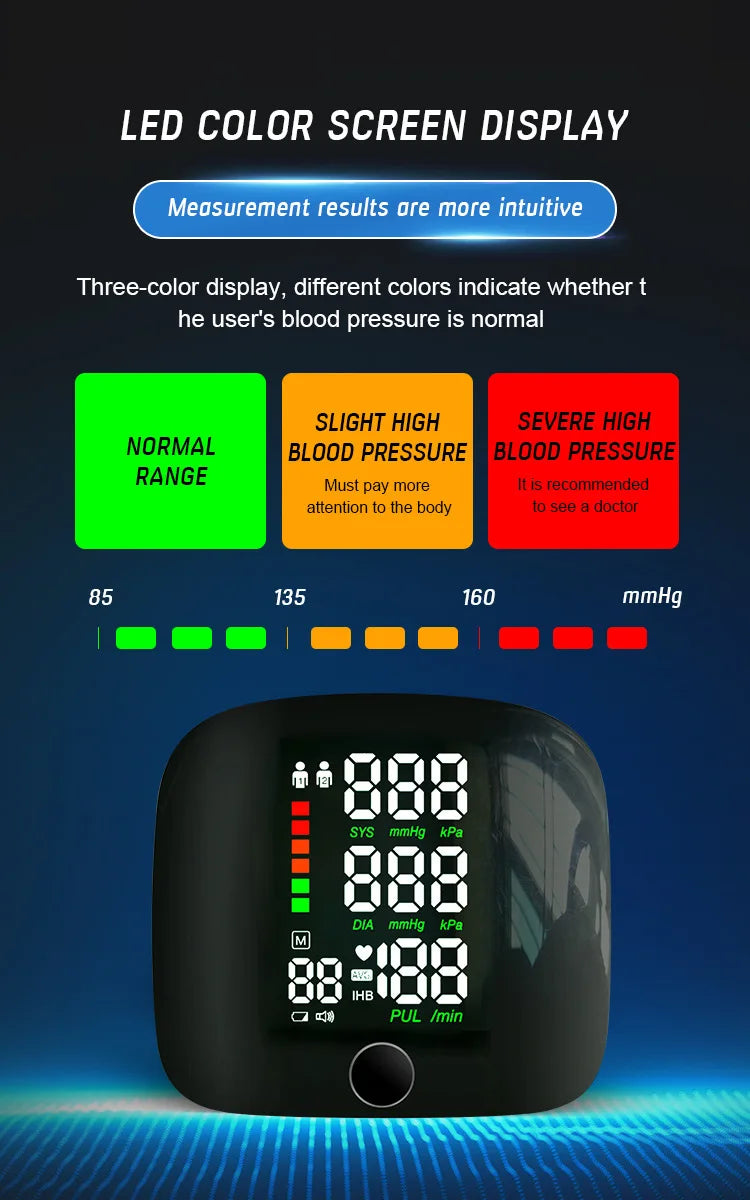 New Arrival Rechargeable Digital Wrist BP Machine with Large Screen