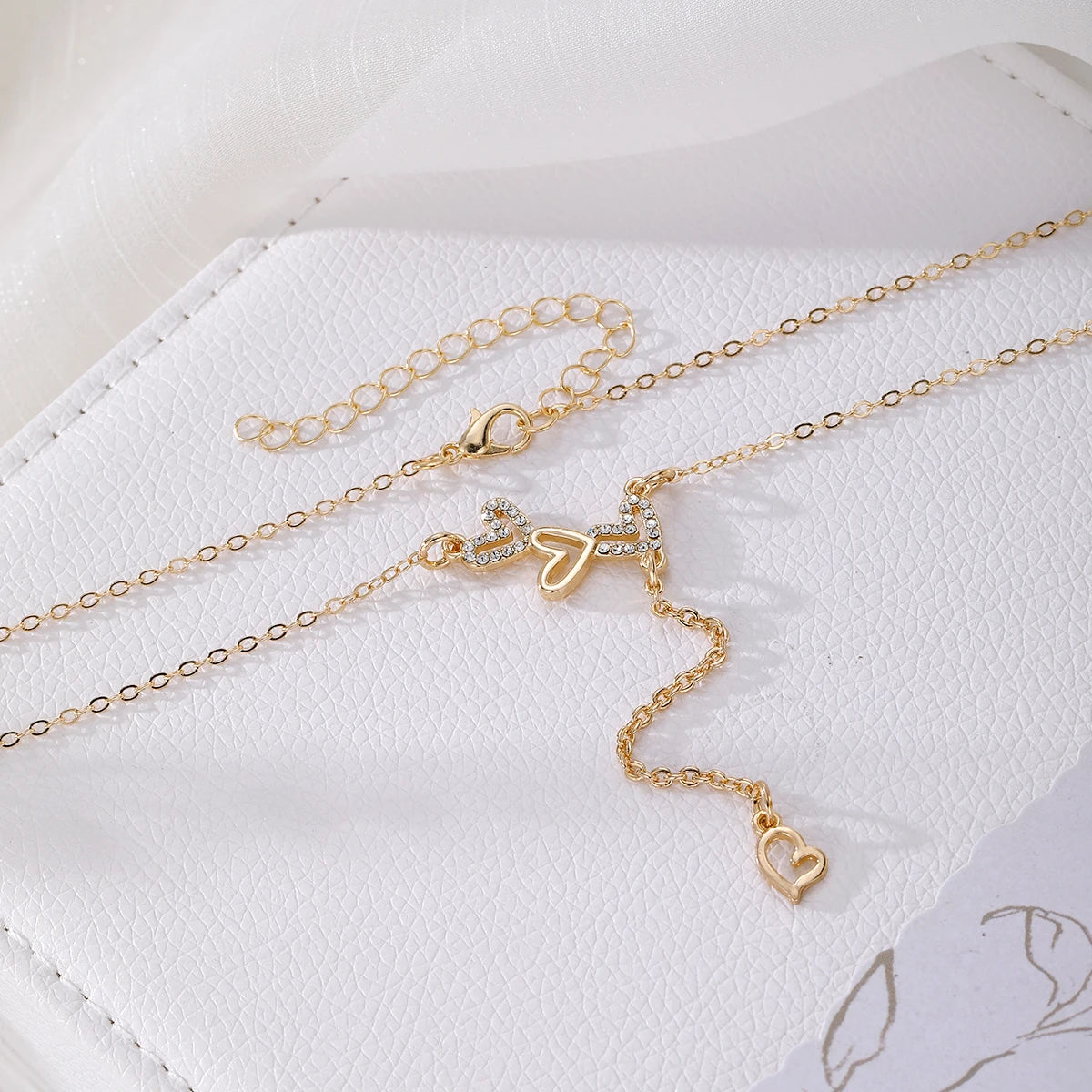 KISSWIFE Heart Zircon Tassel Necklace for Women