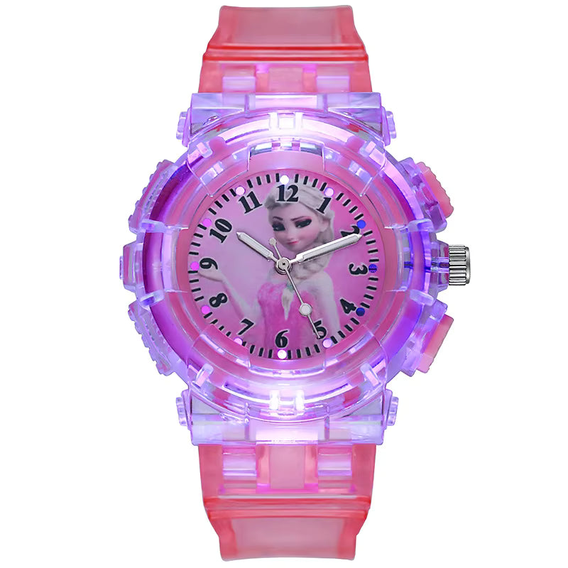 Cute Cartoon Kids Watch with Sparkling Glitter – Ice Princess Quartz for Girls