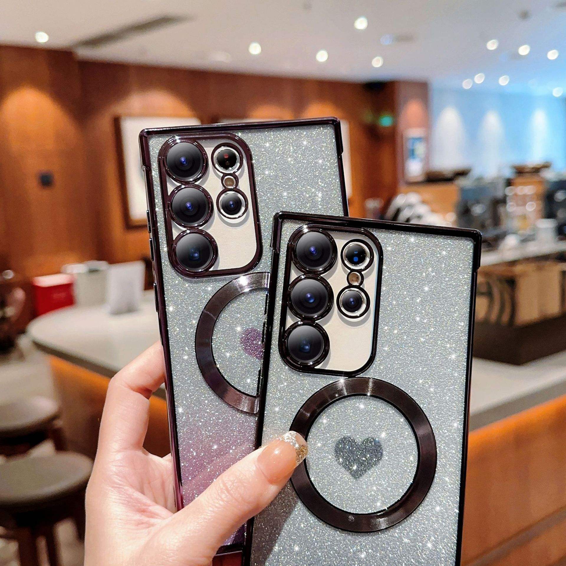 Luxury Gradient Glitter Love Heart Case for Samsung