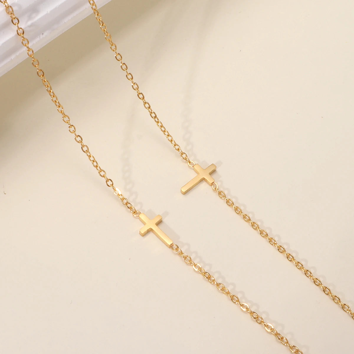 18K Gold Dainty Cross Pendant Necklace for Women