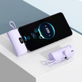 Mini Portable Power Bank 5000mAh | Built-in Charging Cable & Foldable Phone Holder