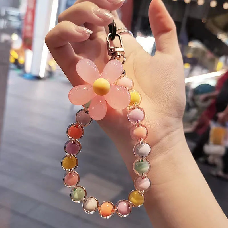 Candy Color Bead Flower Phone Chain