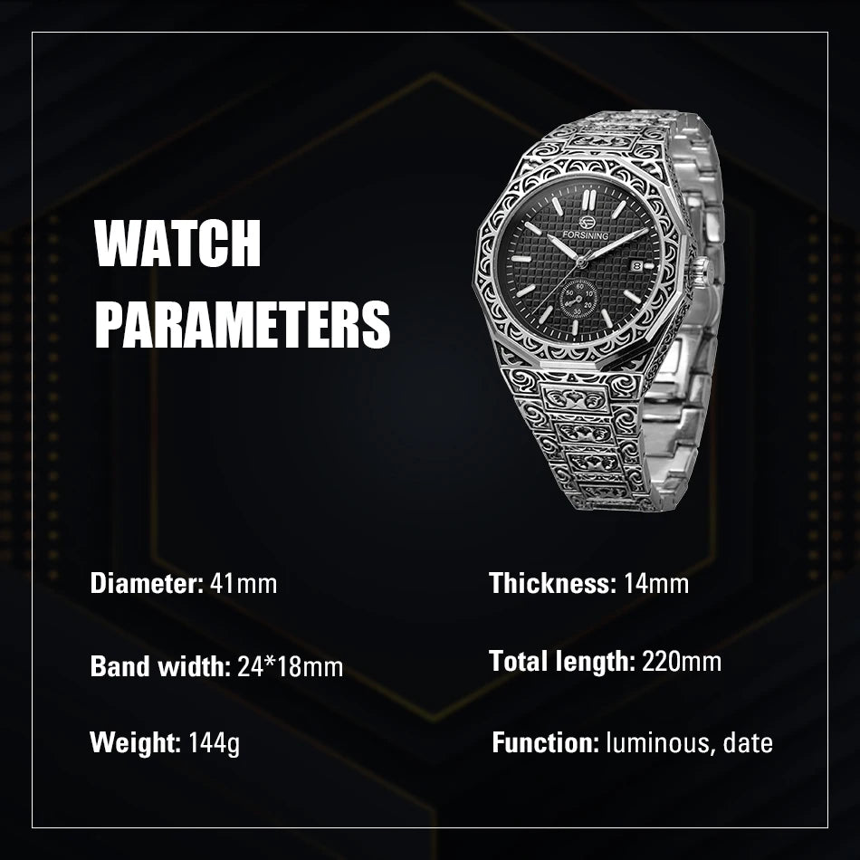 WINNER Men's Automatic Sport Watch - Stainless Steel