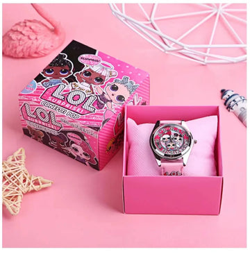 Kids Cartoon Quartz Watch with Leather Band