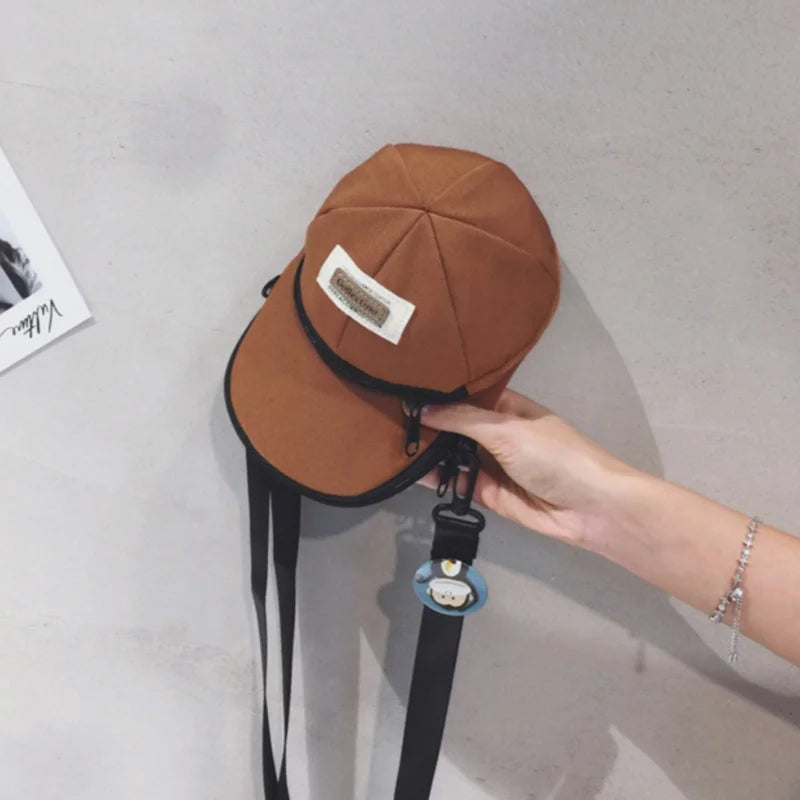 Canvas Mini Unisex Trendy Hat Style Crossbody Bag Versatile