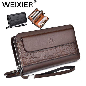 Men’s Minimalist PU Leather Wristlet Clutch Bag – Lightweight Business Handbag