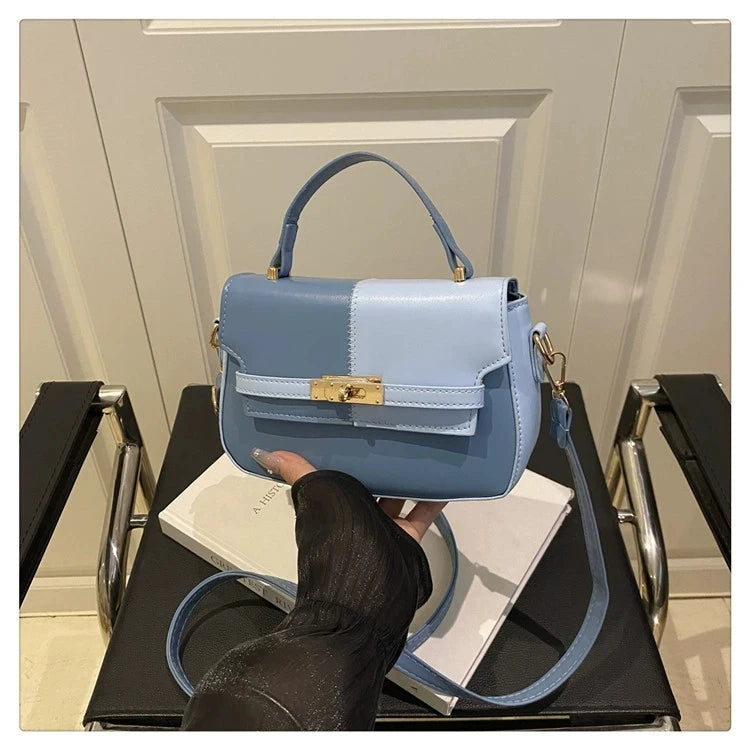 Contrast Color Small Tote Bag Ladies Handbag Vintage Square Bag