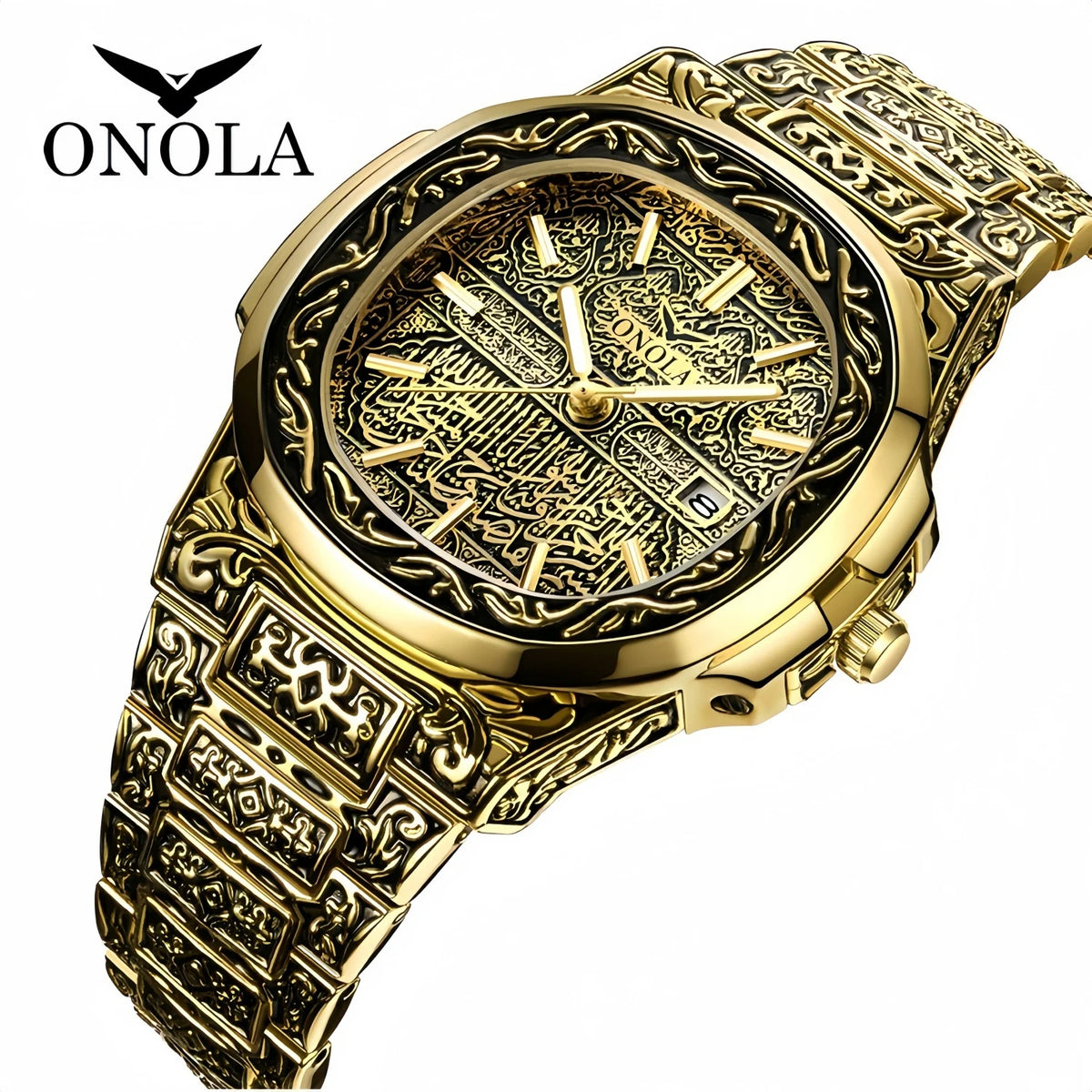 Luxury Gold Watches for Men ONOLA Business Retro Waterproof Muslim