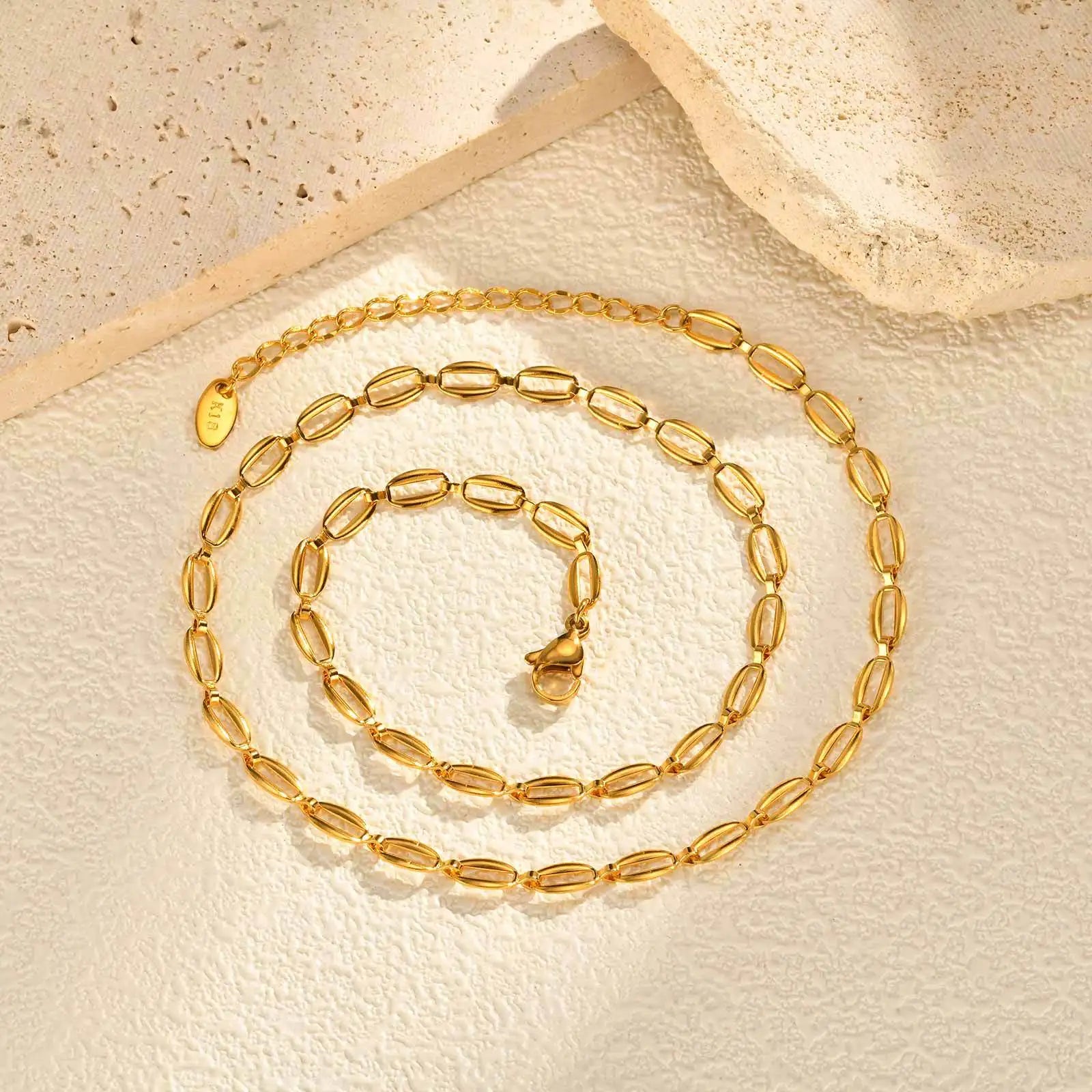Gold Tone Stainless Steel Minimalist Necklace