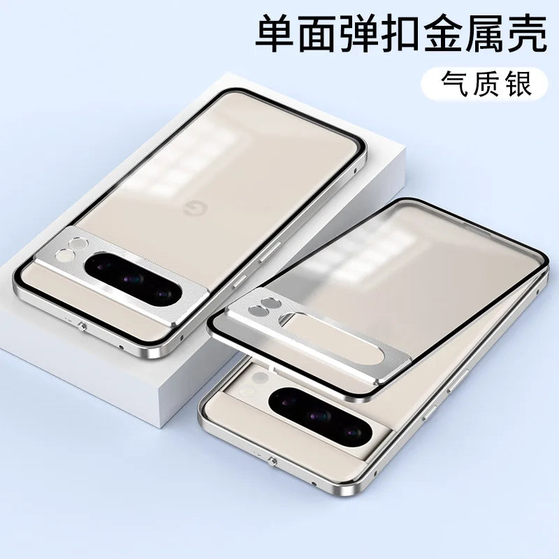Business Style Suitable for Google Pixel Snap Button Phone case Metallic Single-sided Magnetic Protective case