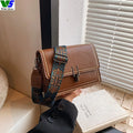 Wide Silver Vintage Women's PU Leather Messenger Bag
