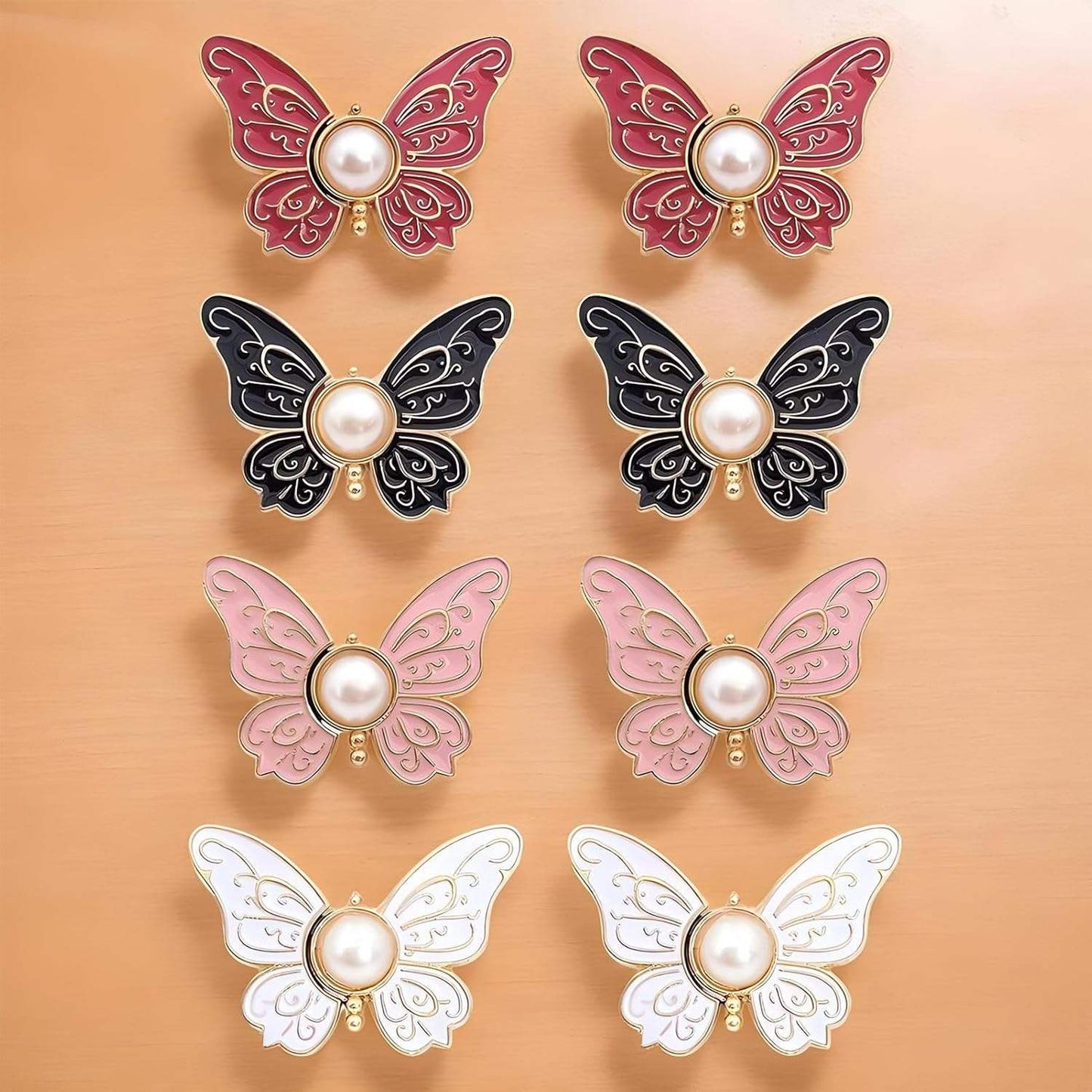 Eco Butterfly Button Set – 8pcs Zinc Alloy Clips(3-Piece Combo)