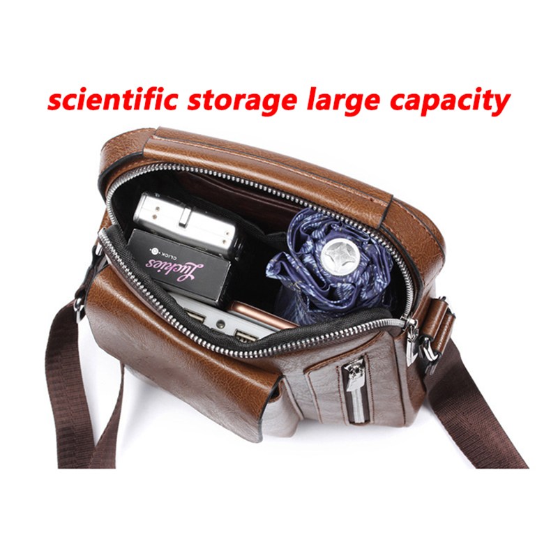 Business PU Leather Messenger Bag – Large Capacity Waterproof Crossbody Shoulder Bag for Men