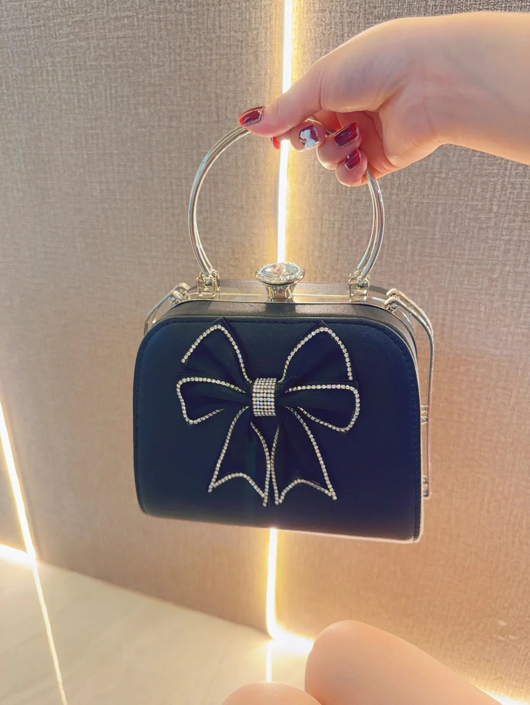 Elegant Satin Bow Evening Bag for Women