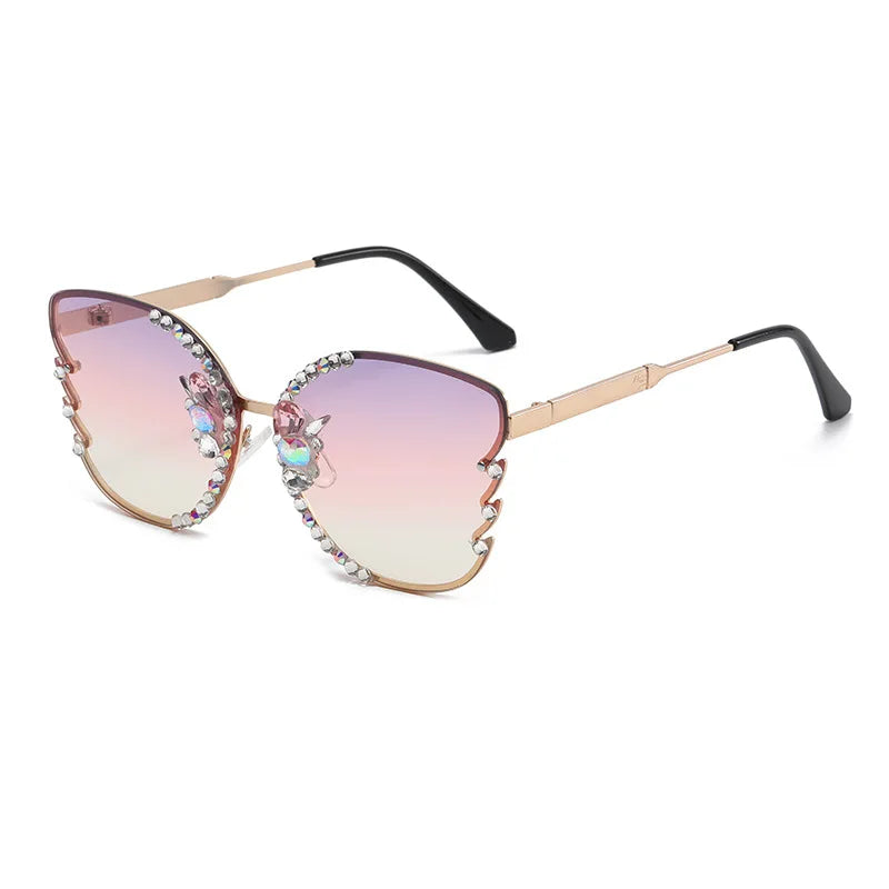 Luxury Rhinestone Butterfly Sunglasses for Women