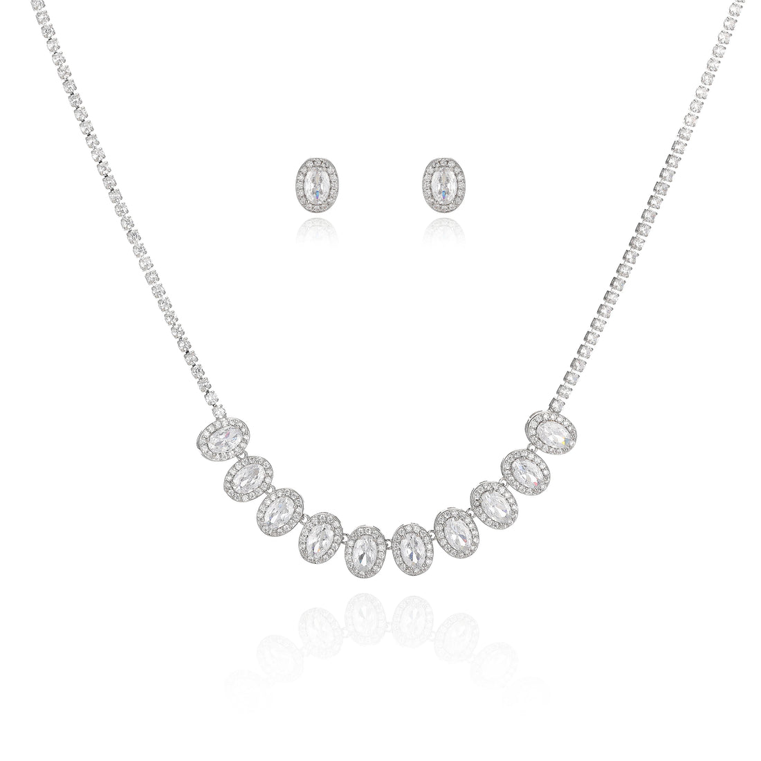 Vintage Zircon Gold Plated Necklace & Earring Set