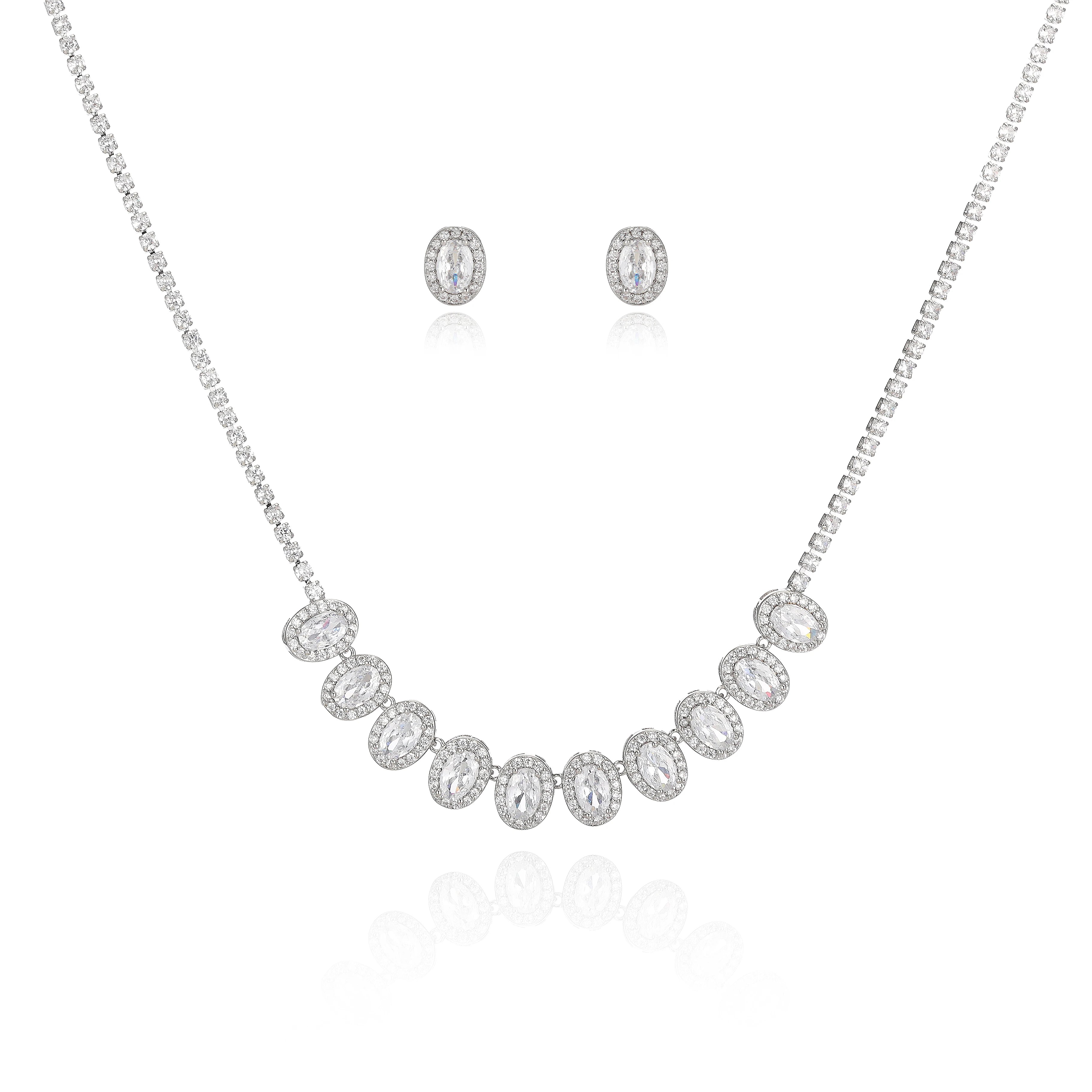 Vintage Zircon Gold Plated Necklace & Earring Set