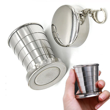 Stainless Steel Telescopic Folding Cup Compact Collapsible Teacup for Travel, Hiking & Camping
