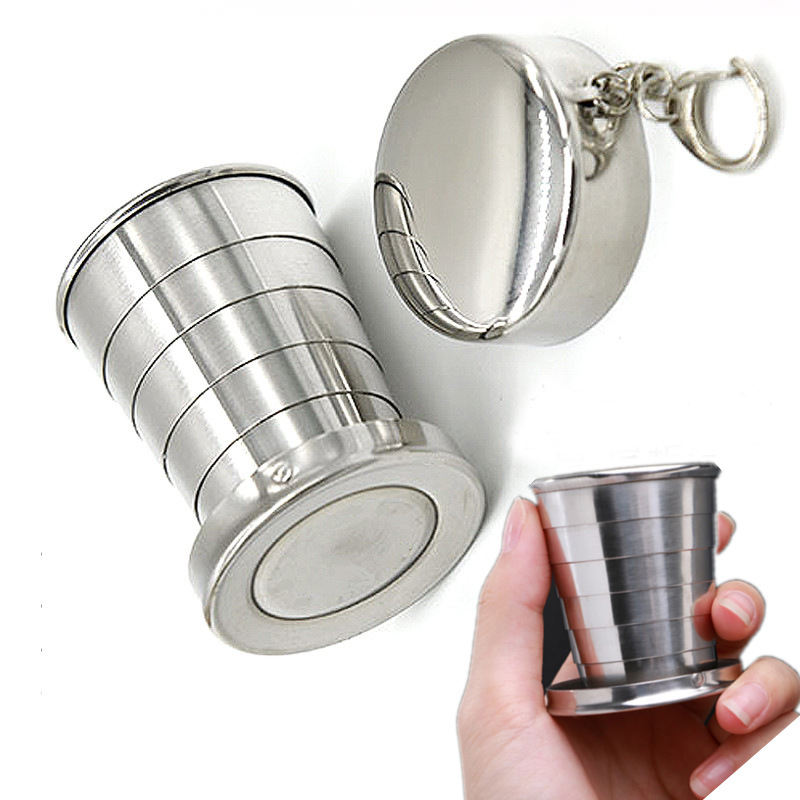 Stainless Steel Telescopic Folding Cup Compact Collapsible Teacup for Travel, Hiking & Camping