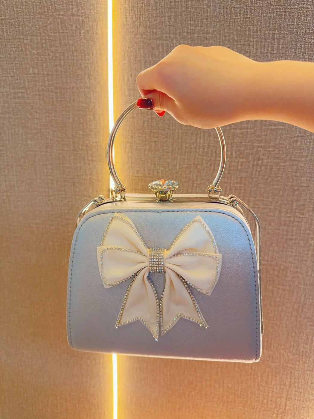 Elegant Satin Bow Evening Bag for Women