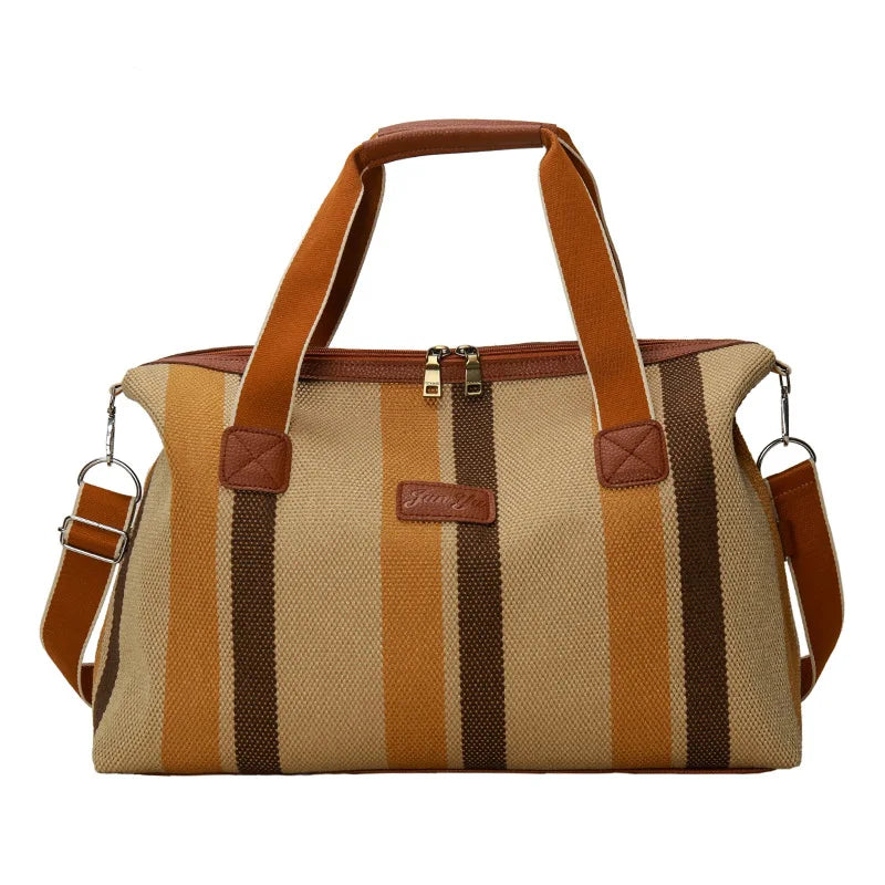 HANFEIZI Women Colorful Stripe Travel Overnight Crossbody Bag