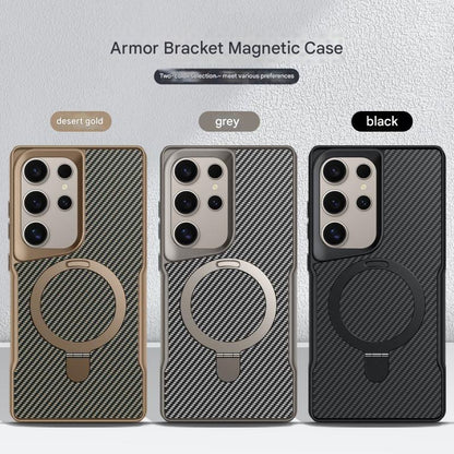 Magnetic Carbon Fiber Samsung Case – Shockproof Hard Cover with Hidden Stand