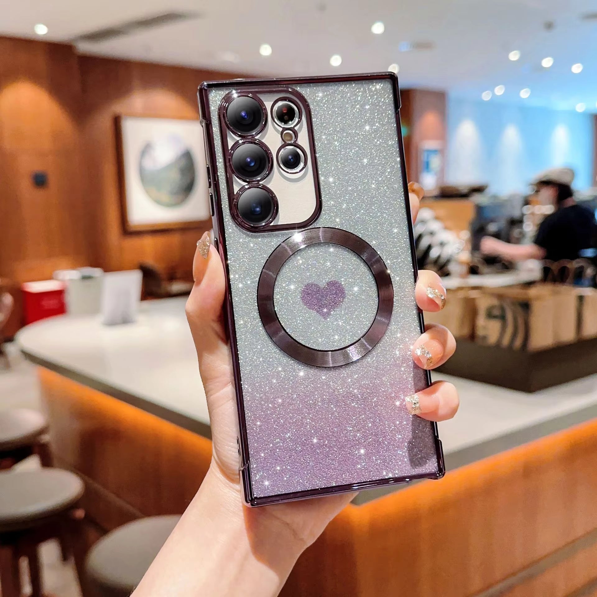 Luxury Gradient Glitter Love Heart Case for Samsung