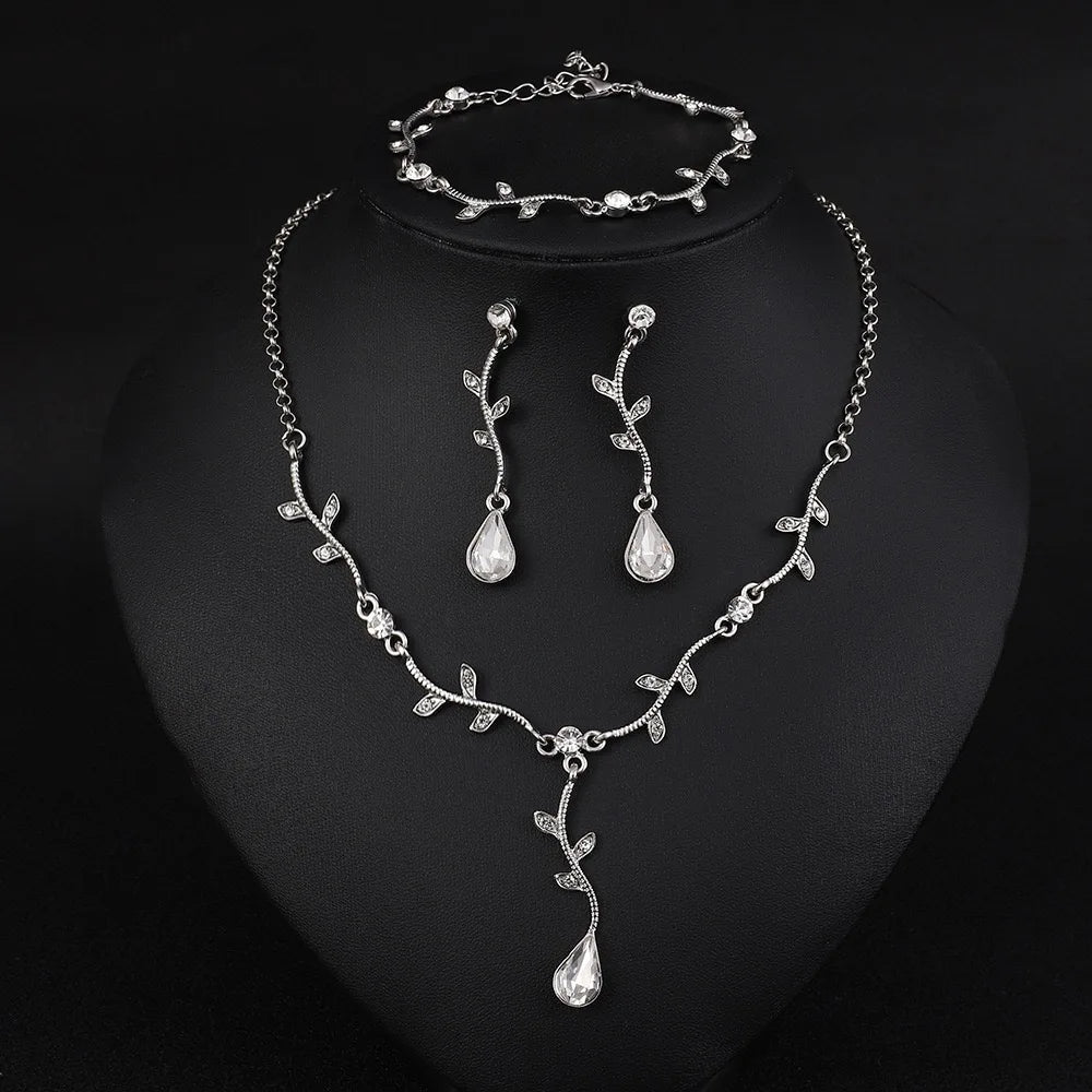 Elegant Gold Leaf Jewelry Set for Weddings