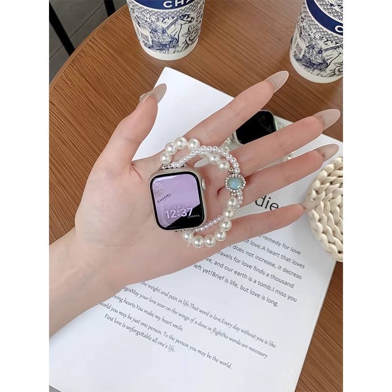 Aurélia Sunflower Pearl Diamond Stainless Steel Band for Apple Watch