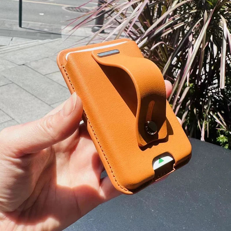Ready to Ship Leather Magnet Smart Phone ID Card Holder Wallet