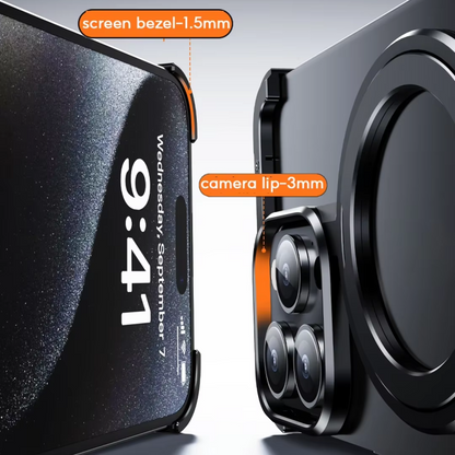 Luxury Aluminum Metal Magnetic Phone Case for iPhone with Ring Stand – Frameless Bumper Shockproof Back Cover