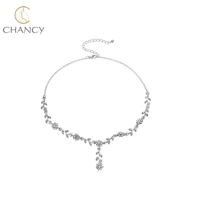 Luxury Alloy Flower Bridal Necklace & Earrings Set