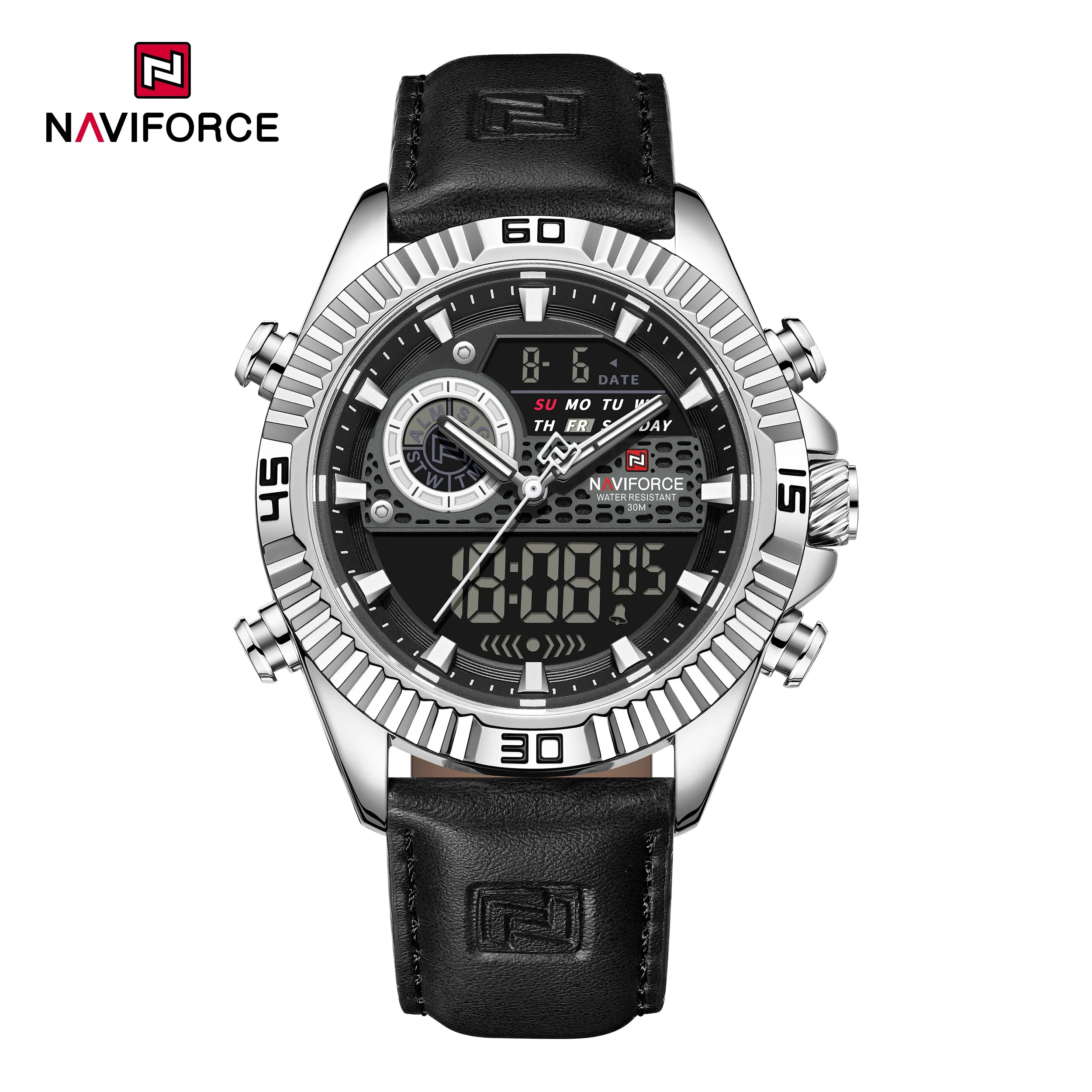 NAVIFORCE Men's Sport Quartz Analog LCD Watch