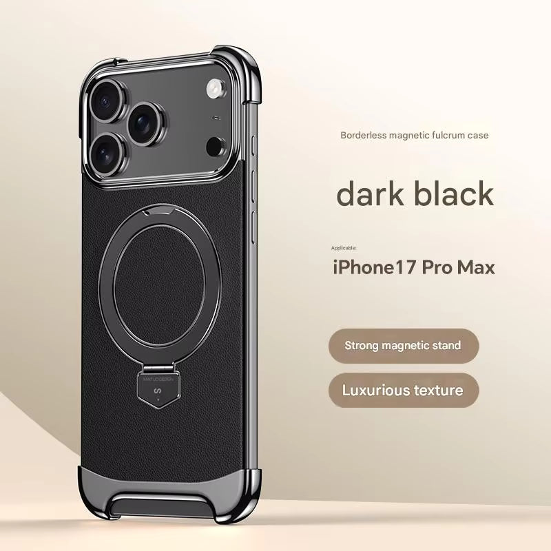 Premium MagSafe Case with Built-in Metal Ring Stand – Folding Magnetic Cover for iPhone 17–13 Pro Max