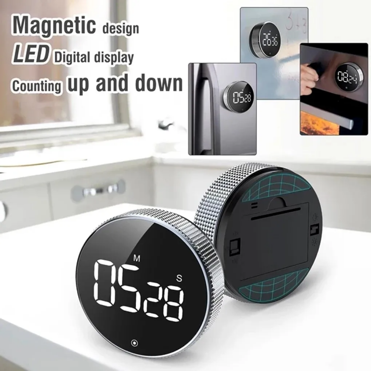 Large LED Display Digital Kitchen Timer – Rotatable Magnetic Countdown Alarm for Cooking & Baking