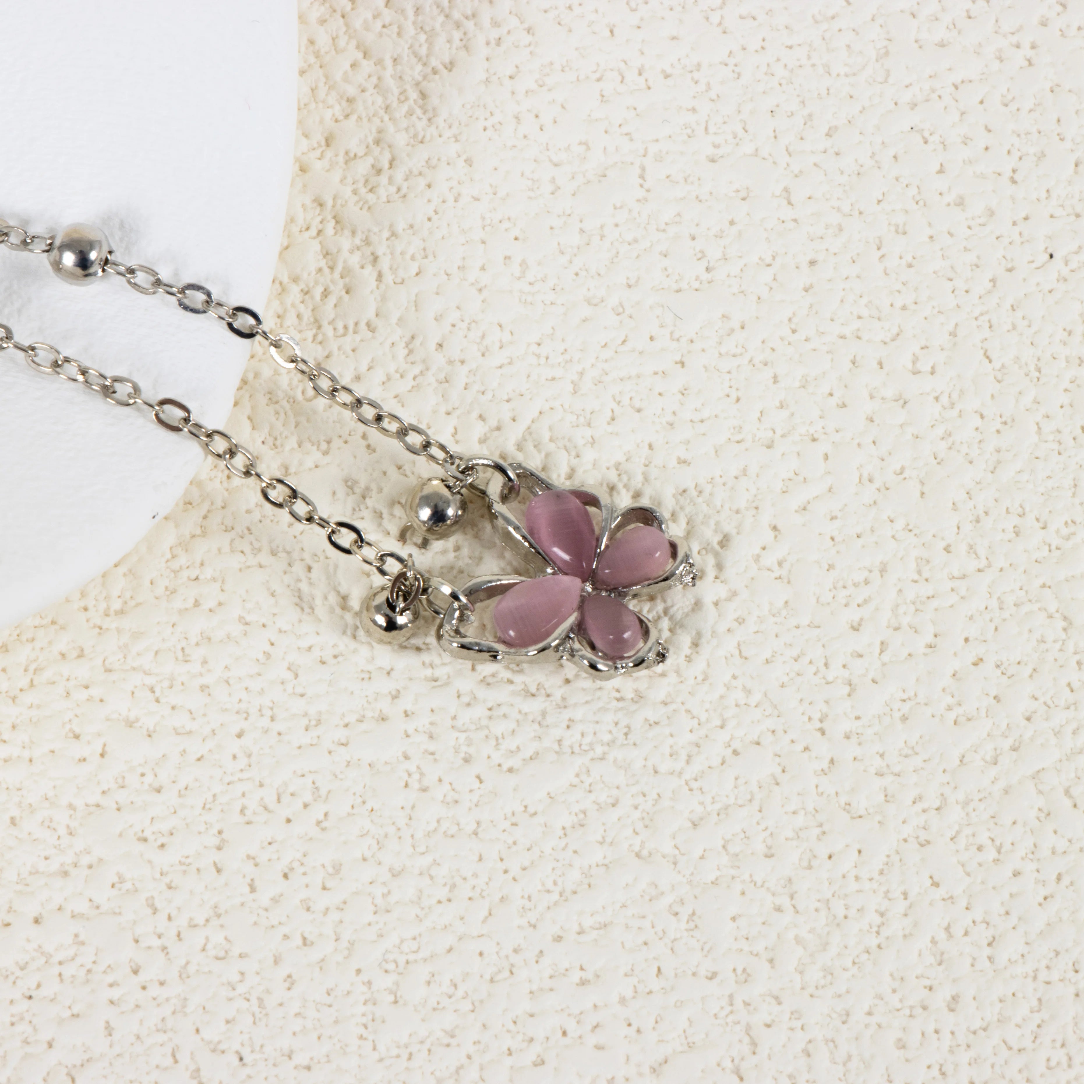 Strawberry Crystal Butterfly Pendant Necklace