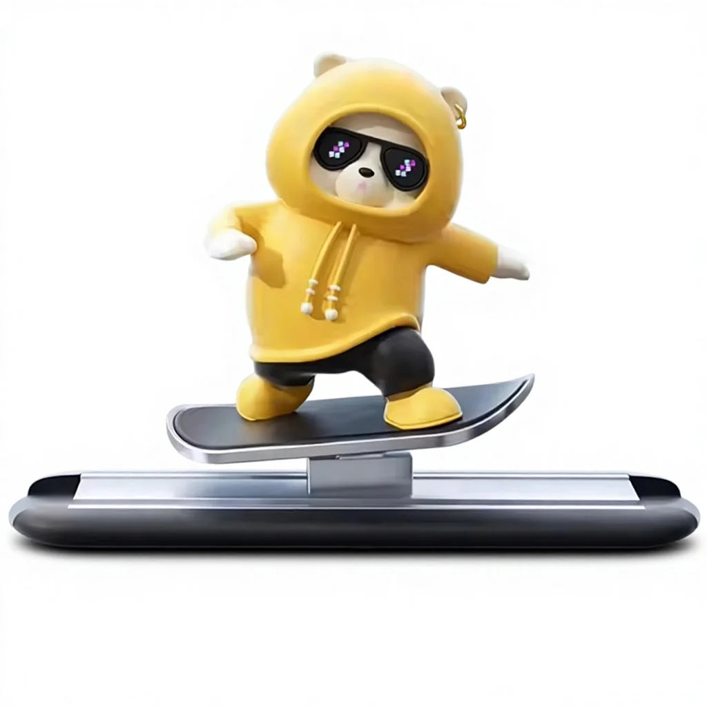 Car Dashboard Skateboard Ornament Cute Bear Figurine Plastic