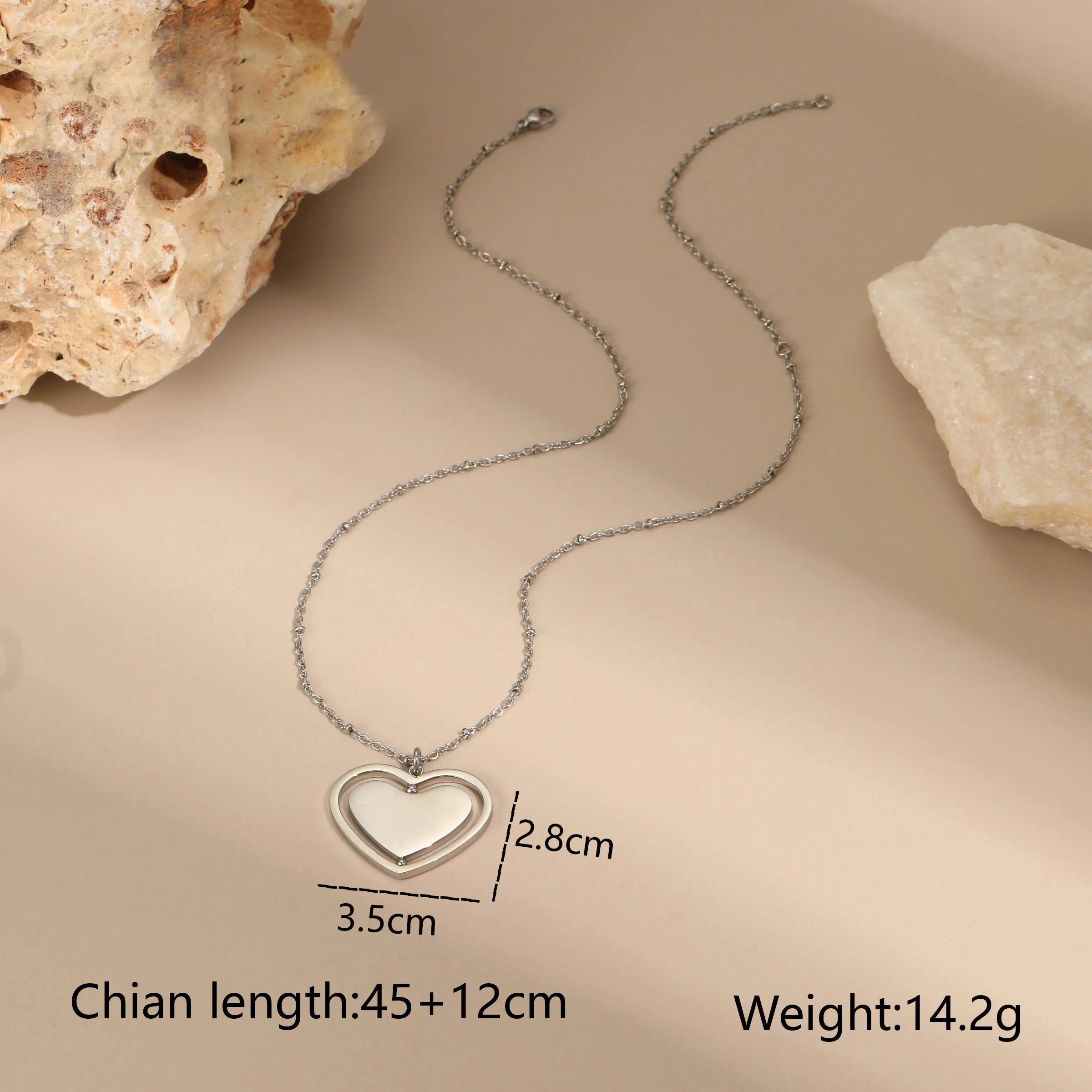 18K Gold Waterproof Heart Pendant Necklace for Women